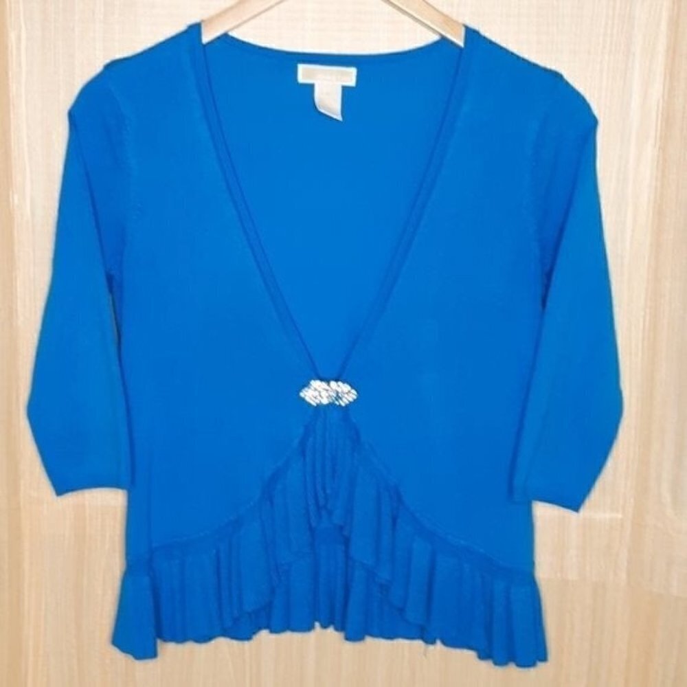 Christina ¾ sleeve turquoise cardigan. M